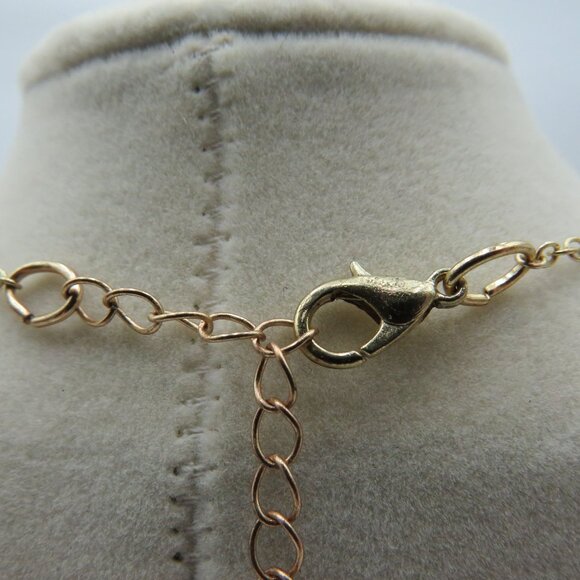 Elephant Charm Necklace 12" Rhinestone Encrusted Silver Tone Metallic Beads - Picture 3 of 8